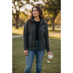 Columbia Softshell Jacket Women Charcoal Grey Full Zip Fleece Lined Medium